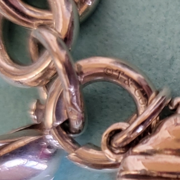 TIFFANY & CO STERLING SILVER ROUND LINK BRACELET LADY BUG CHARM LOBSTER CLAW 7" - Picture 5 of 8
